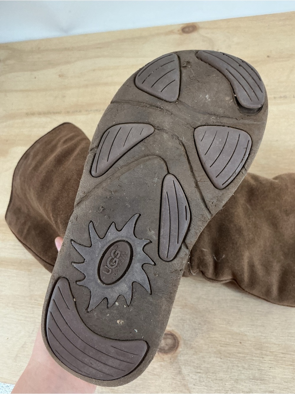 Ugg Brown Suede Shearling-Lined Boots Size 6 - Picture 7 of 8